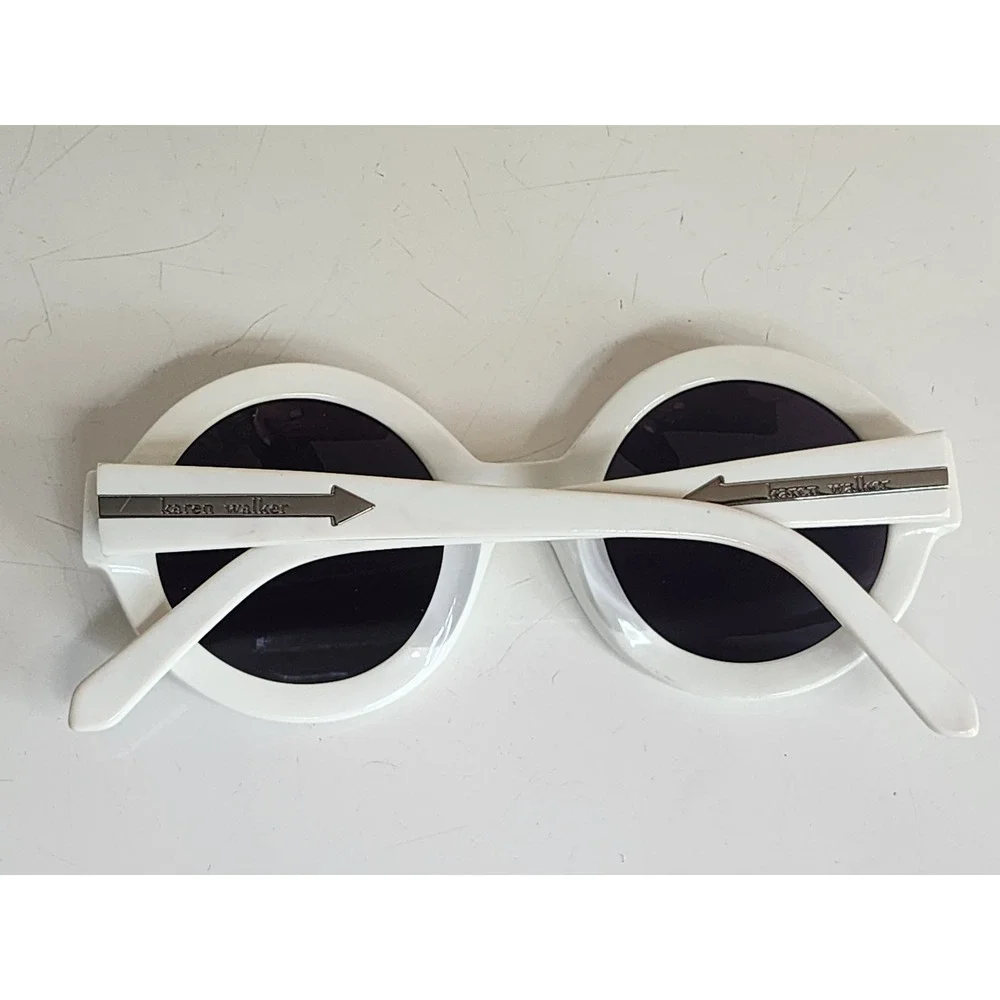 Karen Walker Xray Vision White Round Sunglasses Arrow Logo 709191 Womens Retro